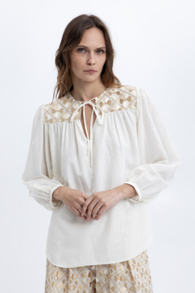 Greek Archaic Kori | Blouse | S26K-4064157 / White Gold