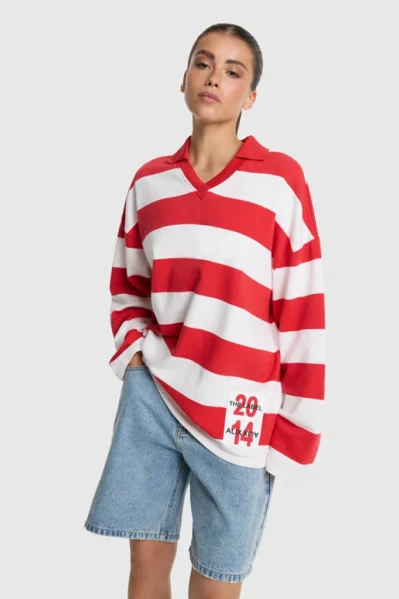 Alix The Label | Sweater | Block Stripe Polo Sweater / 506