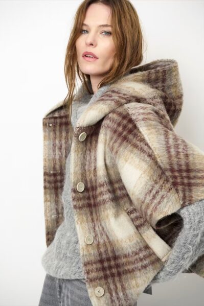 Dante6 | Cape | Check Hooded Cape / Beige